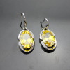 925 Silver Jewelry Sterling Silver Yellow Citrine and Clear Cubic Zircon Earrings