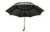 62 Inch Double Canopy Golf Umbrella , Custom Silk Screen Wood Handle