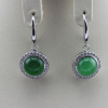 925 Silver Jewelry Sterling silver Green Jade Dangle Earrings Jewelry