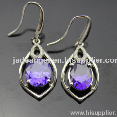 sterling silver jewelry,925 silver amethyst cubic zircon earrings