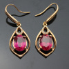 Rose Gold Plated Jewelry 925 Silver Earrings Created Ruby Cubic Zircon Earrings