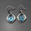 Gemstone Silver Jewelry Blue Topaz Cubic Zircon Earrings