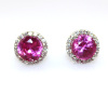 925 Sterling Silver with Created Ruby Cubic Zircon Stud Earrings