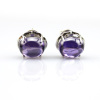 925 Sterling Silver with Amethyst Cubic Zircon Stud Earrings