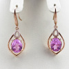 18K Rose Gold Plated 925 Silver Earrings with Pink Cubic Zircon