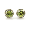 925 Sterling Silver Stud Earrings, Fashion Silver Peridot Cubic Zircon Earrings