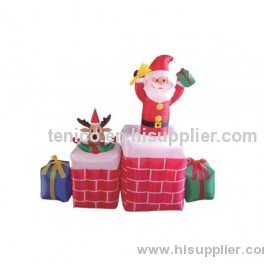 5 Foot Long Animated Inflatable Santa Claus & Reindeer Popup from Chimney