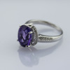 925 Silver Jewelry Oval Cut Created Amethyst and Cubic Zircon Ring