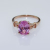 18k Rose Gold Silver Ring,Sterling Silver with Pink Cubic Zircon Ring