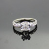 Solid Sterling Silver Clear Cubic Zircon Diamonds Engagement Ring