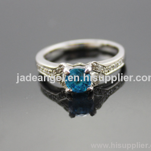 Fine Silver Jewelry ,925 Silver Blue Cubic Zircon Wedding Ring