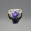 Fine Silver Amethyst Cubic Zircon Ring ,925 Silver Jewelry