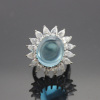 Gemstone Jewelry Sterling Silver Created Blue Topaz and Clear Cubic Zircon Ring