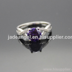 925 Sterling Silver Amethyst Cubic Zircon Ring,Fashion Silver Jewelry