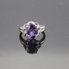 925 Silver Ring Created Amethyst and CZ Diamonds Ring