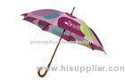 23 Inch Customize Heat Transfer Umbrella With Printing / Wooden Shaft