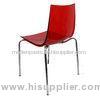 Red Solid Restaurant Plastic Chairs With Chrome Finished Steel Frame