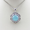 925 Silver Jewelry Silver Blue Topaz and Cubic Zircon Pendant