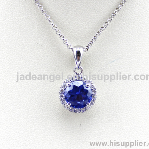 925 Sterling Silver Jewelry ,tanzanite cubic zircon pendant necklace