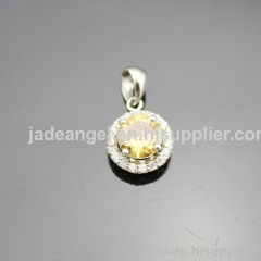 Sterling Silver Yellow Cubic Zircon Pendant ,925 Silver Jewelry