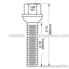 lug bolts, ball seat lug bolts