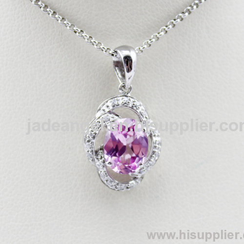 925 Silver Jewelry Pink Cubic Zircon Pendan Jewelry