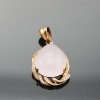 18K Rose Gold Plated 925 Sterling Silver Pear Cut Rose Quartz Pendant