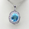 Gemstone Jewelry Blue Topaz Cubic Zircon Silver Pendant