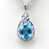 925 Sterling Silver Oval Cut Blue Topaz ance Cubic Zircon Pendant Jewelry