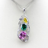 Fashion Threr Stones Cubic Zircon Sterling Silver Pendant