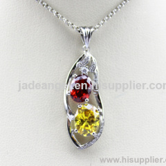 925 Sterling Silver Pendant with Created Cubic Zircon