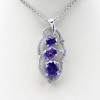 925 Silver Jewelry Created Amethyst and Clear Cubic Zirconia Pendant Jewelry