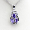 Purple Cubic Zircon stones Silver Pendant Charm