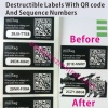 Custom Self Destructive Labels With QR Code And Unique Numbers,Warranty Eggshell Stickers With Random Numbers