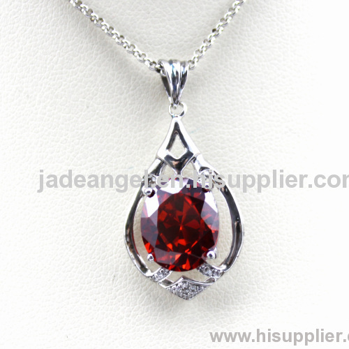 925 Sterling Silver Jewelry Garnet Cubic Zircon Pendant Jewelry