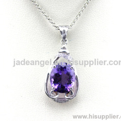 925 Sterling Silver Jewelry Amethyst Cubic Zircon Pendant Jewelry