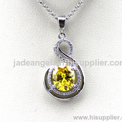 925 Silver Yellow Cubic Zircon Pendant