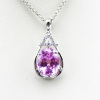 Oval Cut Pink Cubic Zircon Sterling Silver Pendant Jewelry