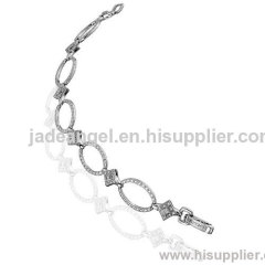 925 Sterling Silver Pave Created Diamonds Link Chain Bracelets