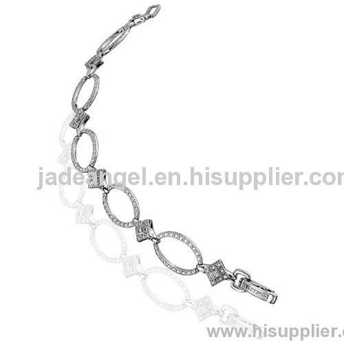 925 Sterling Silver Pave Created Diamonds Link Chain Bracelets ...