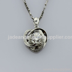 925 Sterling Silver Created Diamonds Heart Pendant Jewelry