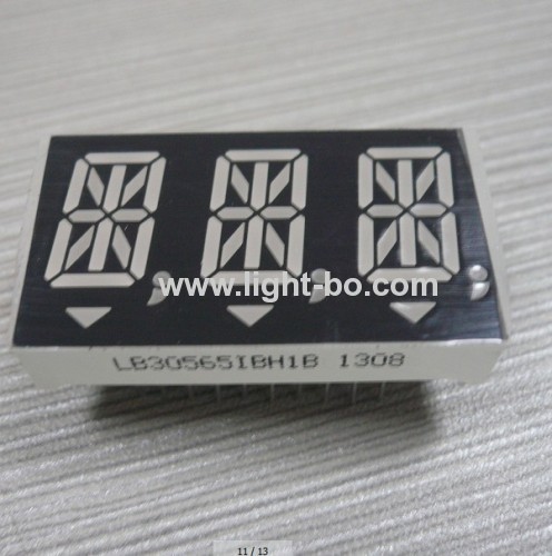 Custom three-digit 14.2mm (0.56 inch) common anode Ultra bright blue 14 Segment LED Display for instrument panel