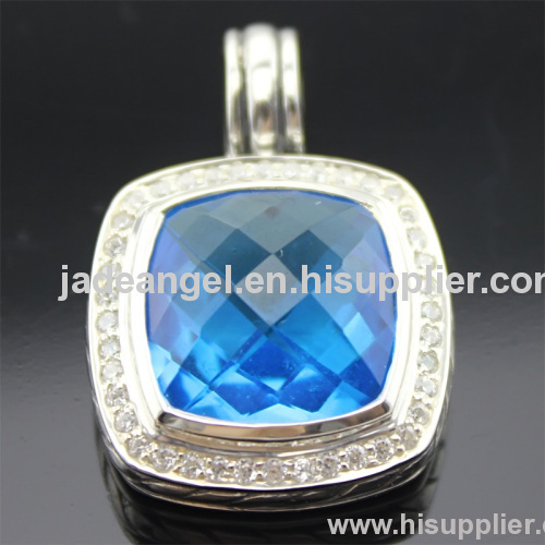Designer inspired Jewelry 14mm Blue Topaz Albion Pendant