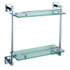 Bathroom Double Glass Chrome Shelf