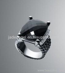 inspired designer jewelry 925 silver yurman ring 20x15mm black wheaton ring