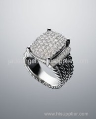 925 Silver Jewelry 16x12mm Pave Diamond Wheaton Ring