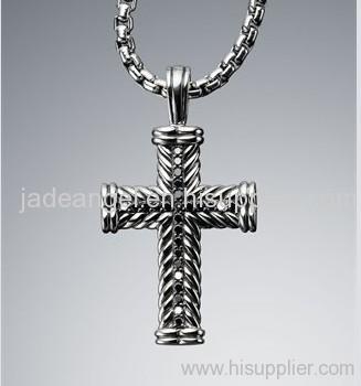 designer inspired jewelry sterling silver yurman black diamond chevron cross necklace