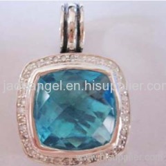 14mm blue topaz albion pendant sterling silver pendant pendant gemstone jewelry