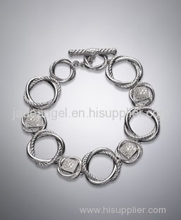 sterling silver jewelry pave diamond linked infinity bracelet