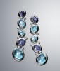 925 silver inspired jewelry blue oval mosaic drop earrings